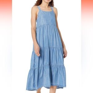 NWT The Drop Britt Chambray Dress Denim Sleeveless With Pockets Size Large